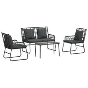 Set di Mobili da Giardino 4 pz | Set Salotto da Giardino Nero e antracite polyrattan