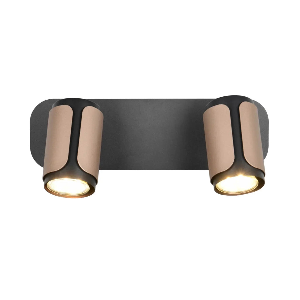 LÚZETE - SPOT DA PARETE/SOFFITTO 2 LUCI GU10 METALLO COFFEE GIADA