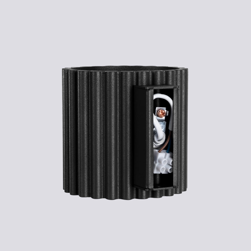 Pure Lume VISTAO applique nera tubo rigato 10cm su-giù G9
