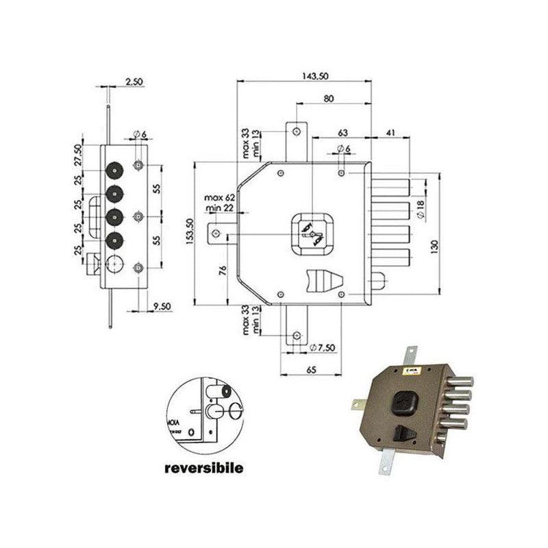Serratura Sic.Quintupl.Dx Dm G416 Moia