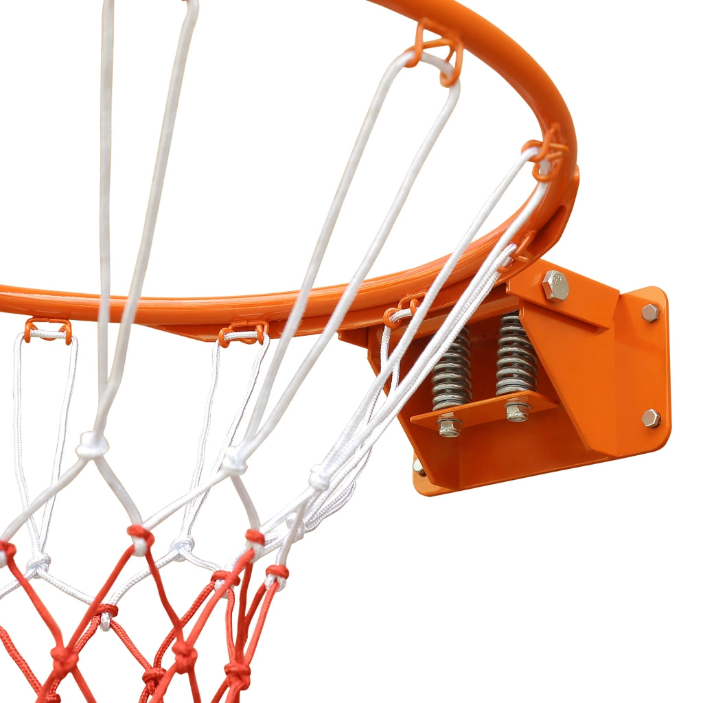 Area giochi cerchio da basket con doppia molla e rete in ferro e nylon arancione 45 cm per uso interno ed esterno