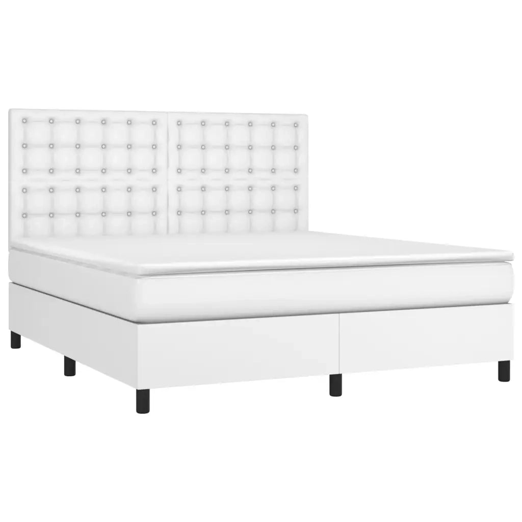 Giroletto Molle con Materasso e LED Bianco 160x200cm Similpelle 3135952