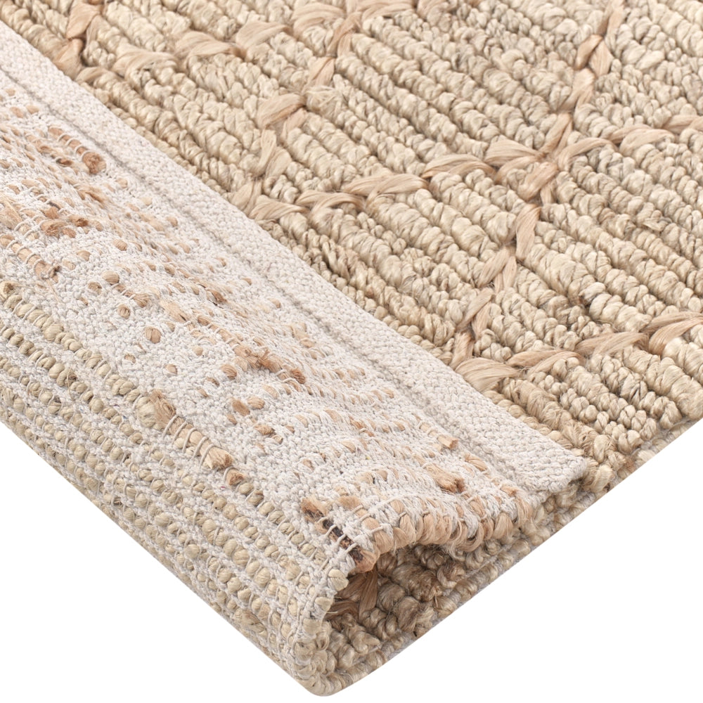Tappeto Runner Beige Juta 200 x 300 cm Motivo geometrico Tessuto a mano Boho Corridoio Camera da letto