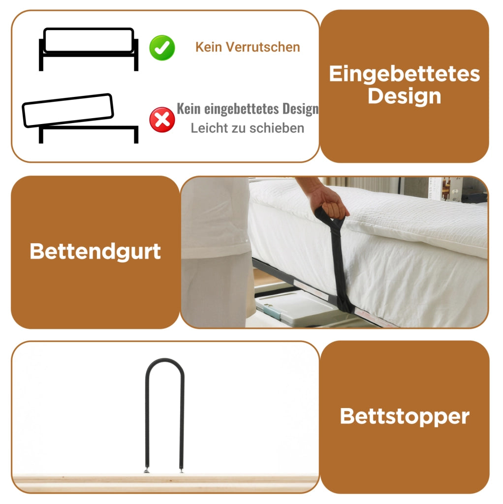 Letto imbottito con contenitore e illuminazione LED