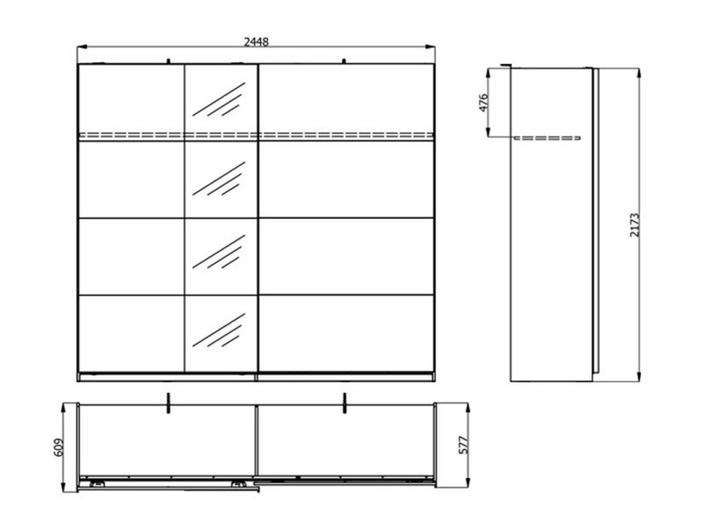 Armadio Camera da Letto Resiutta, Guardaroba Grande 2 Ripiani, 245x217.5h cm Bianco Opaco