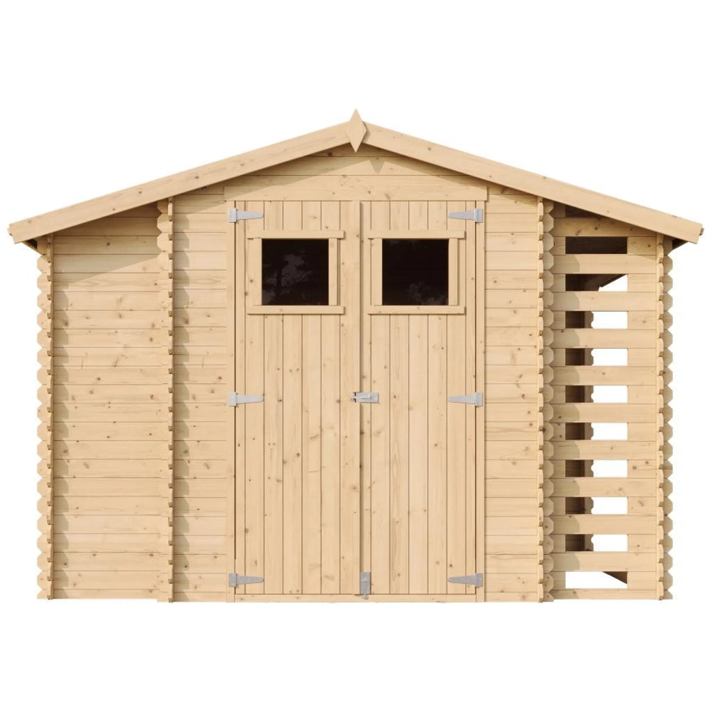 TIMBELA M389 Casetta da Giardino in Legno - 3,53 + 0,97+0,97 m2