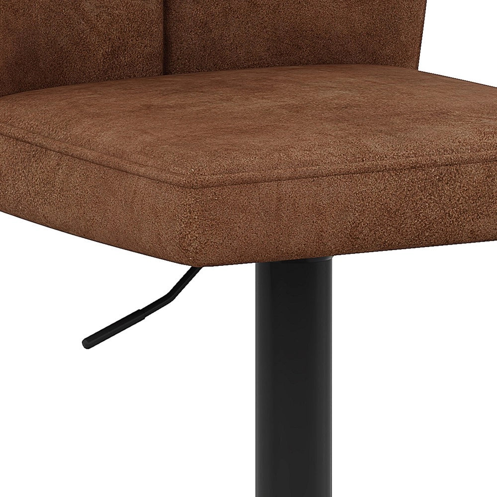 Set Bar Tavolo in Vetro 89 cm + 4 Sgabelli Girevoli ¨C Xylo ¨C Tessuto Marrone, Struttura Metallo Nero