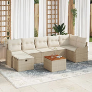 Set Divano da Giardino con cuscino 8 pcs Beige polyrattan