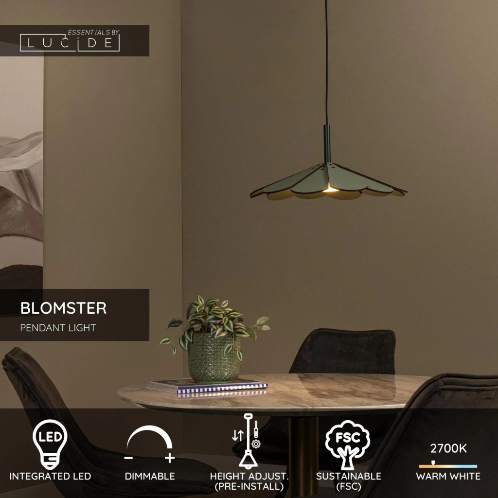 Lampada sospesa BLOMSTER LED 9W verde legno Lucide
