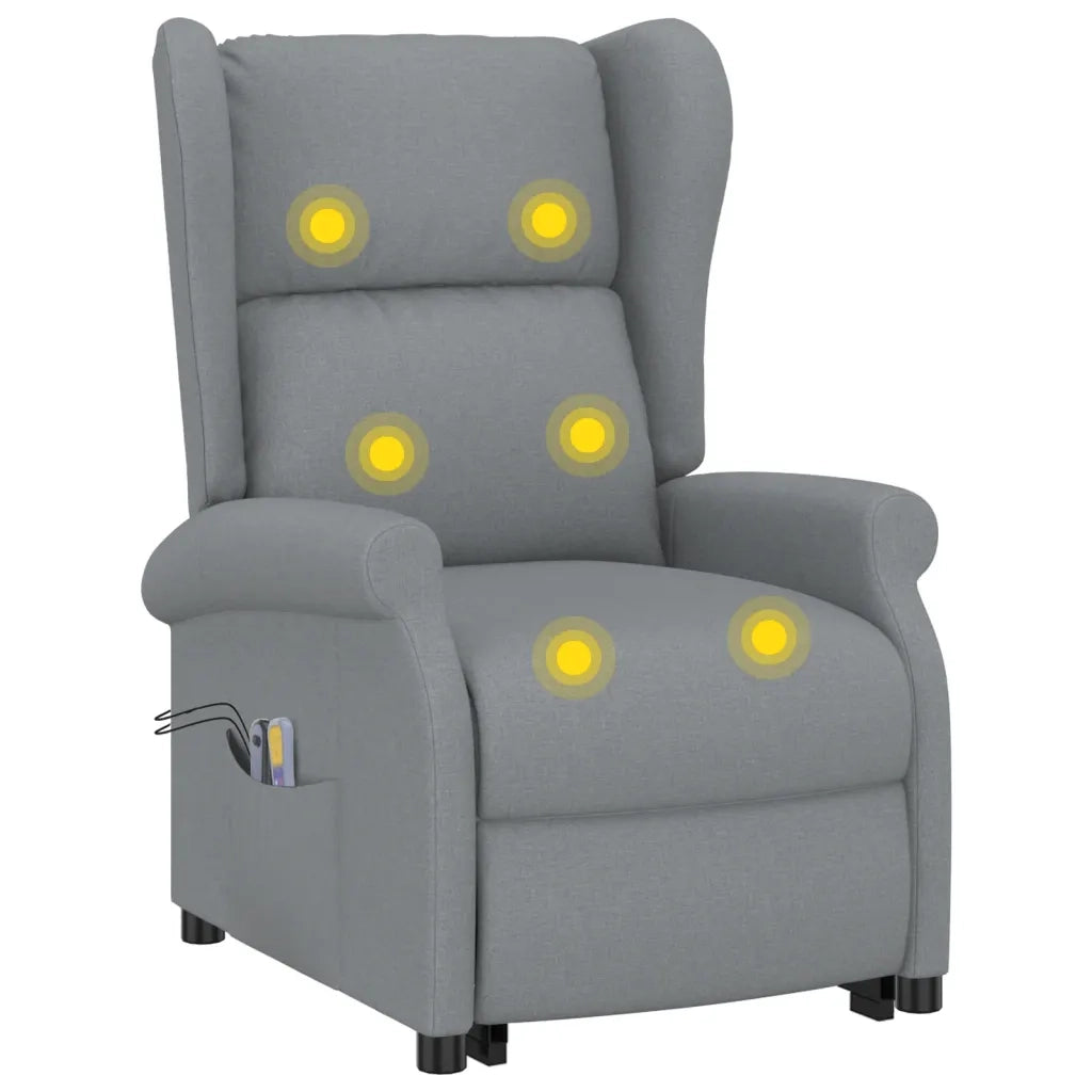 Poltrona Alzapersona Massaggiante Grigio Chiaro Tessuto 289740