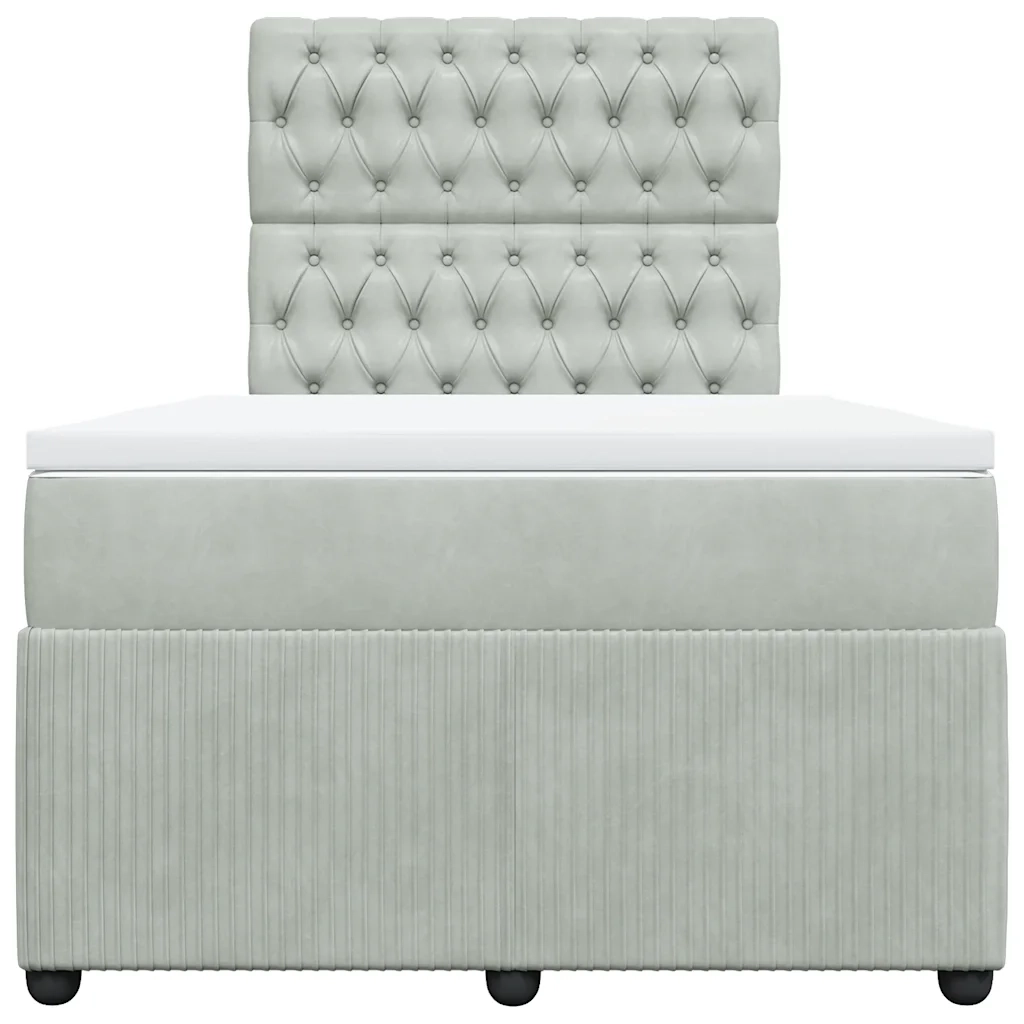 Giroletto a Molle con Materasso Grigio Chiaro 120x190cm Velluto