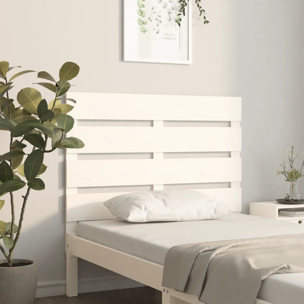Testiera per Letto Bianca 75x3x80 cm in Legno Massello di Pino 821368