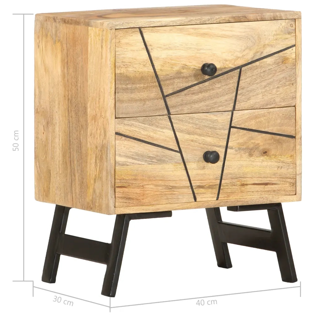 Comodino-Tavolino da notte 40x30x50 cm in Legno Massello di Mango 100980