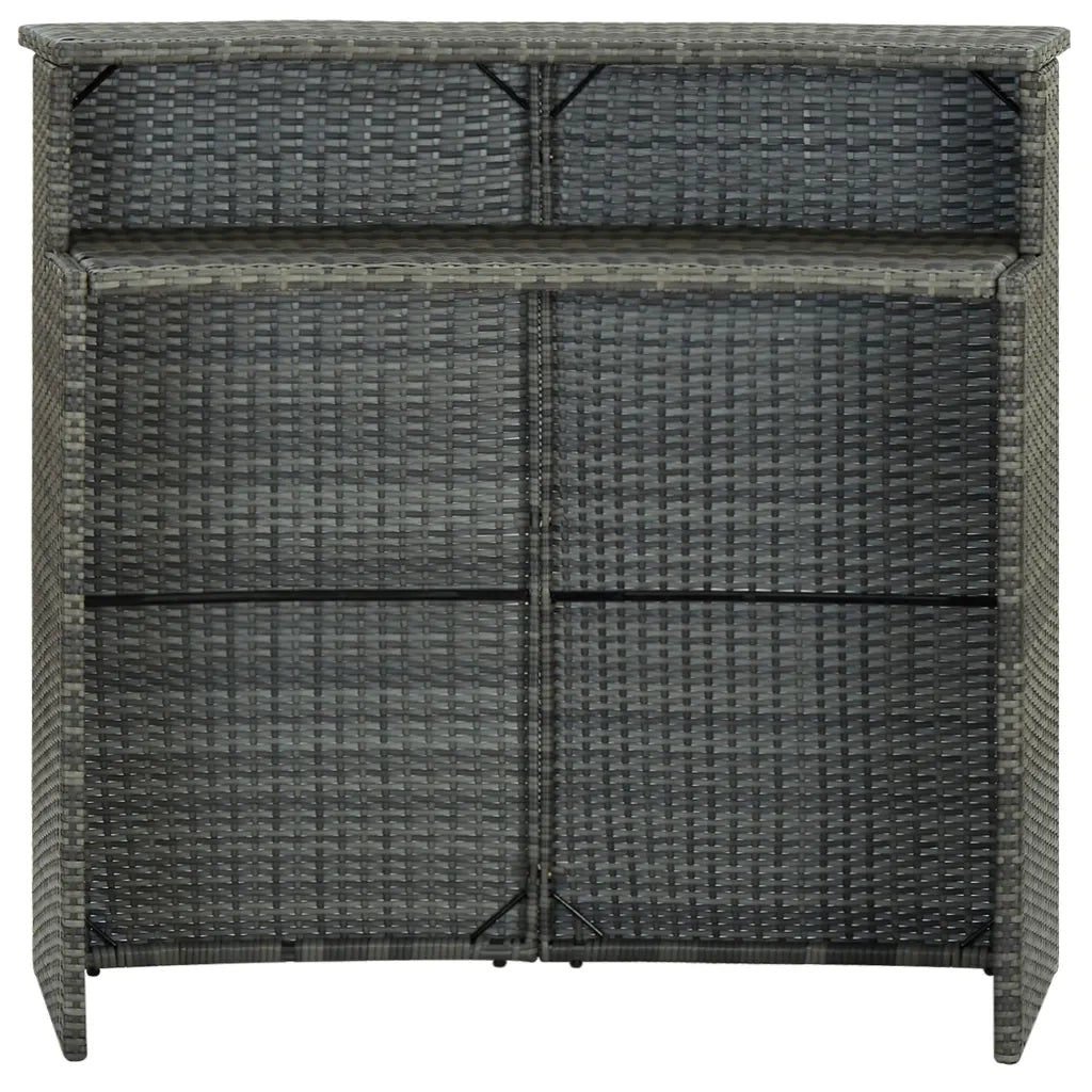 Tavolino da Giardino | Tavolo da Bar per Esterni Grigio 120x55x110 cm in Polyrattan