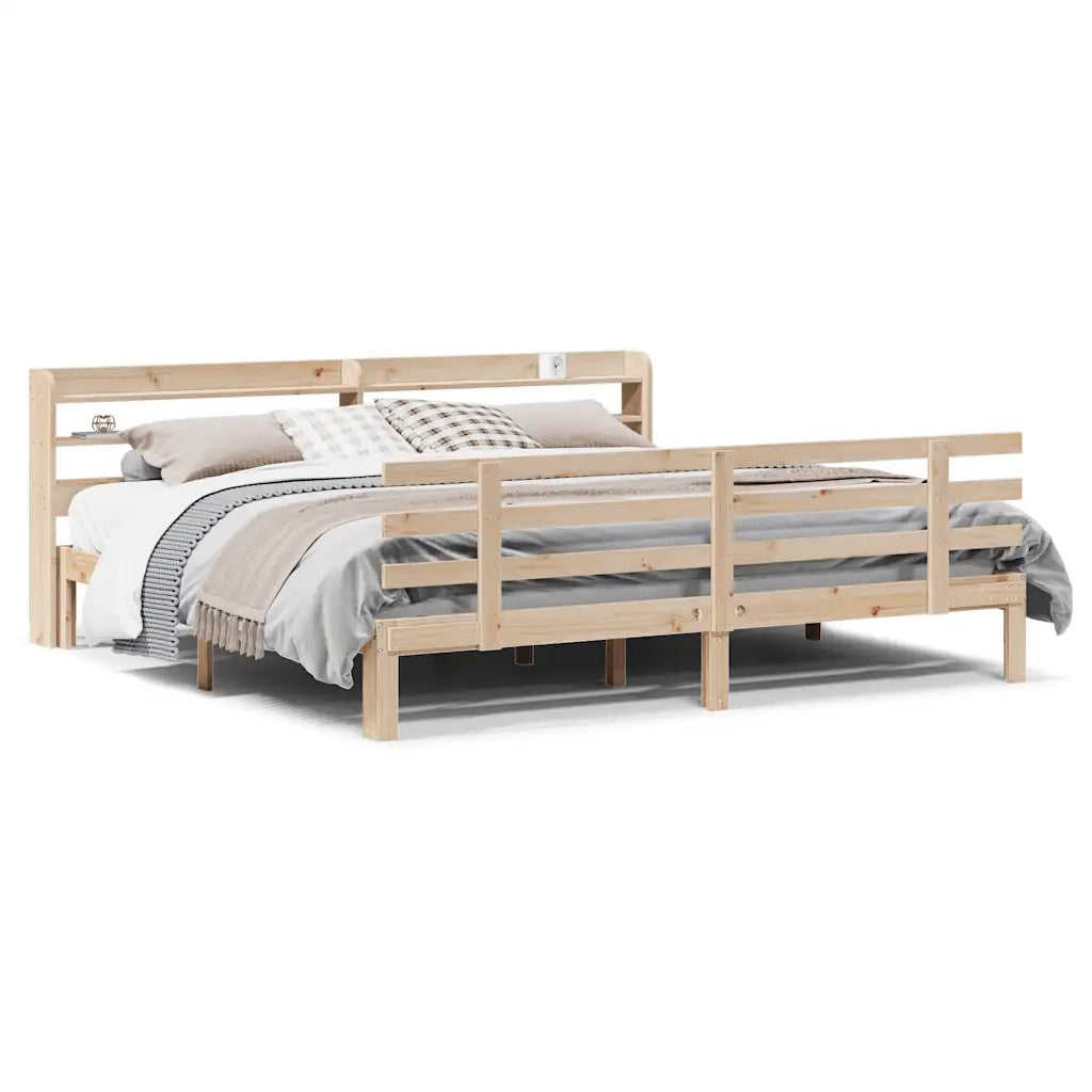 Giroletto con Testiera 200x200 cm in Legno Massello di Pino 3306861