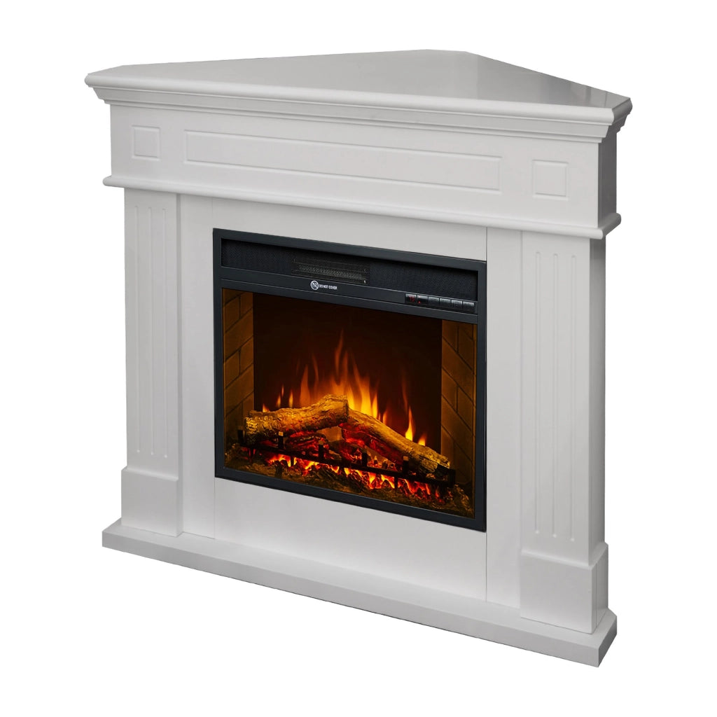 Caminetto Treviolo, Camino Elettrico Superficie Riscaldabile 30 m2, 110x63x102h cm Bianco