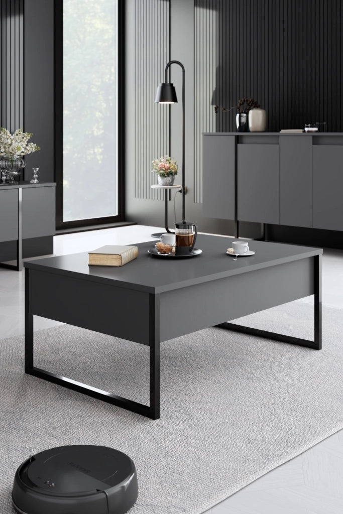Set di mobili da salotto in legno "Luxe" - 160 x 35 x 80 cm - Nero