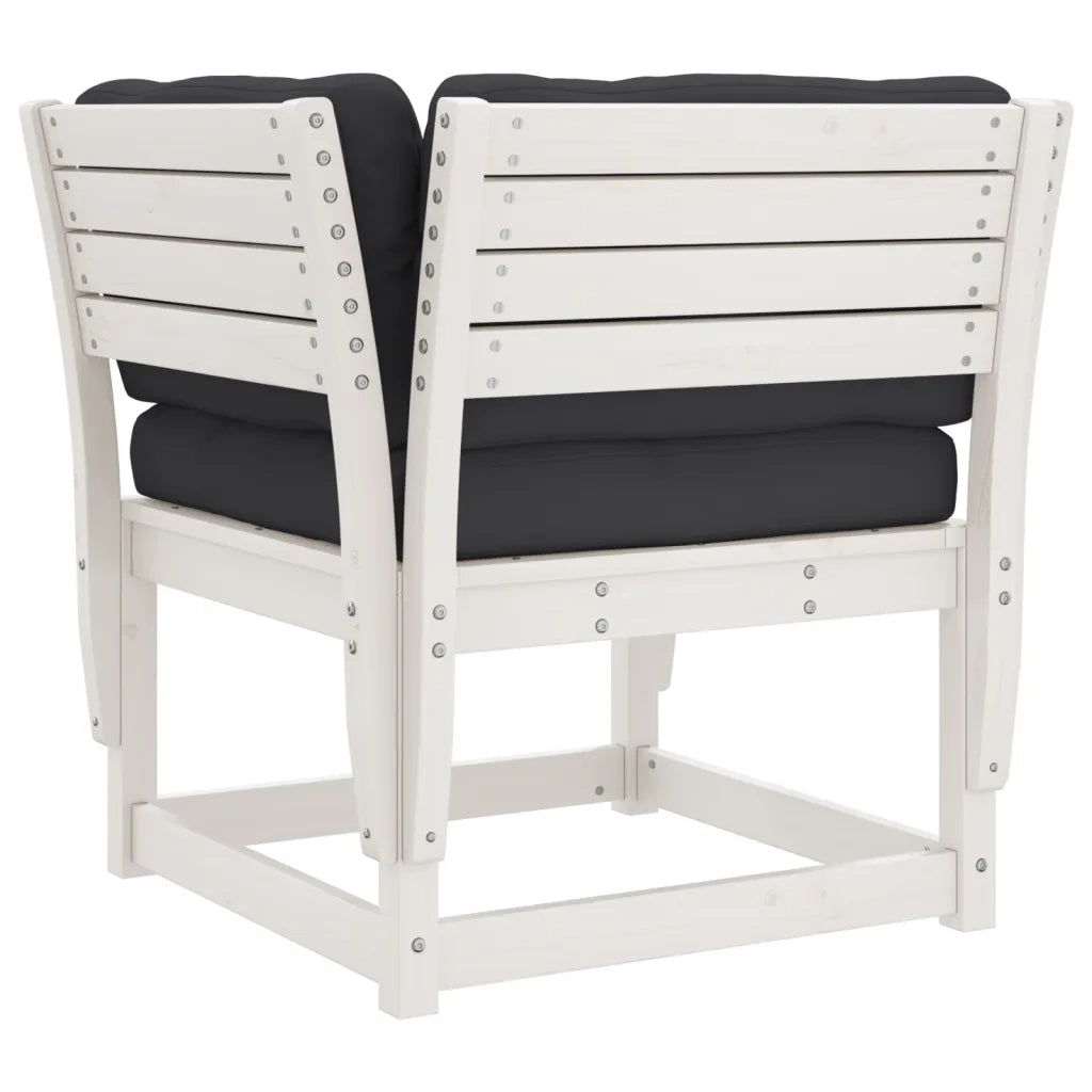 Divano Giardino con Braccioli con Cuscini-Sofa da Giardino-Divanetto da esterno Legno Pino Bianco