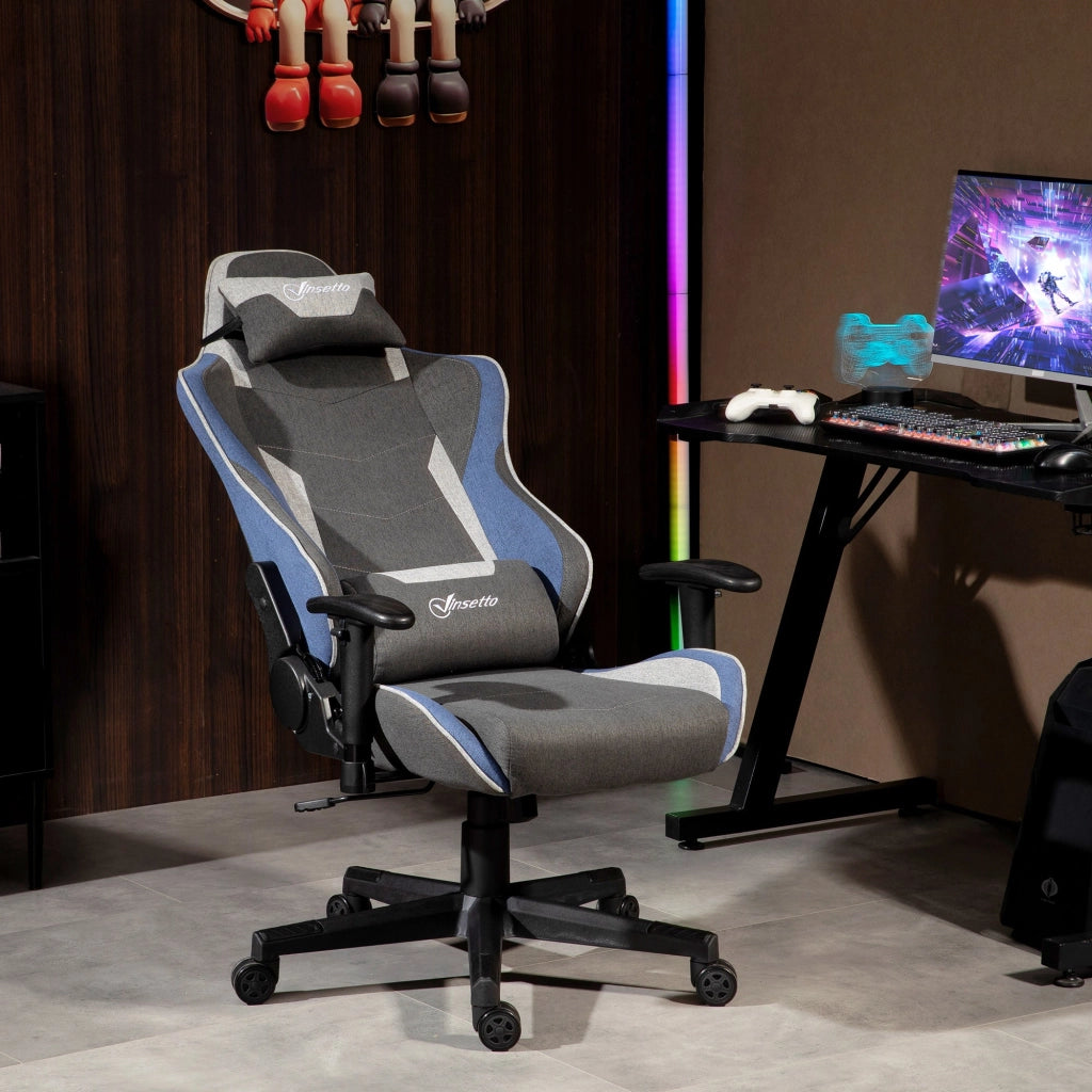 Sedia da Gaming 66x53x128-138 cm Reclinabile a 150°  Blu