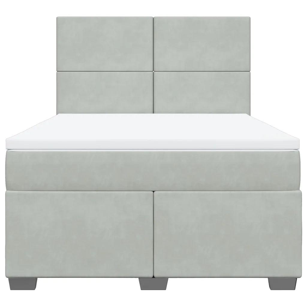 Giroletto a Molle con Materasso Grigio Chiaro 140x190cm Velluto