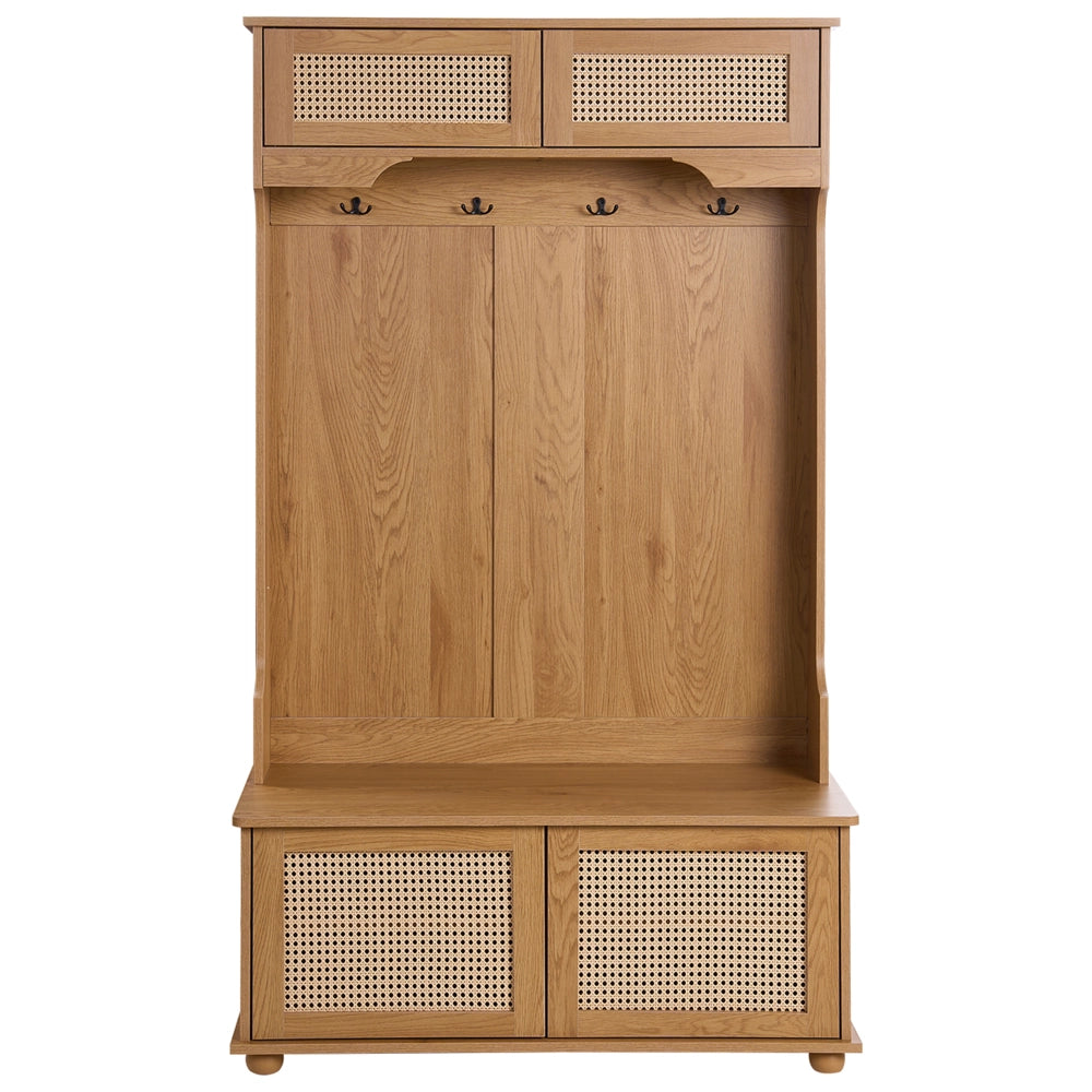 Scarpiera con appendiabiti MDF marrone chiaro 6 scomparti per scarpe 4 ganci