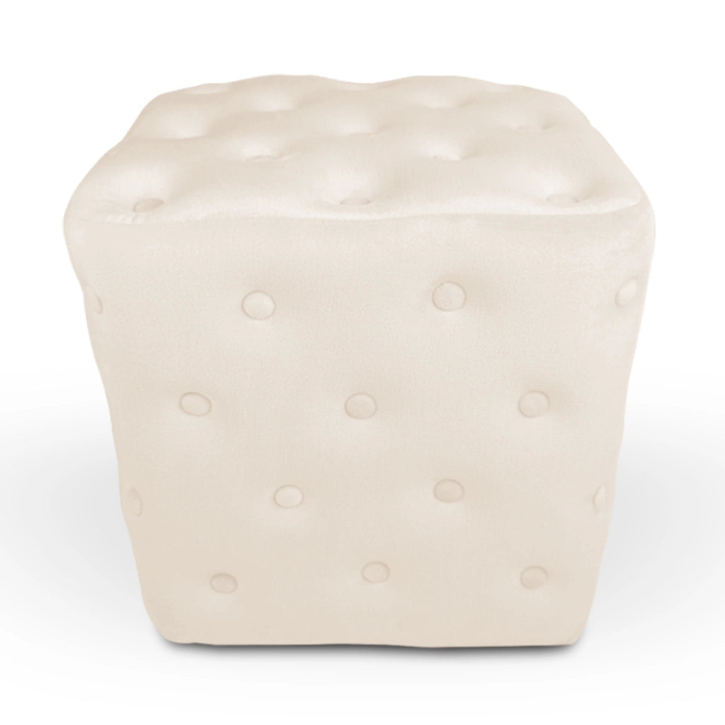 Pouf poggiapiedi quadrato, pouf divano in velluto beige - Otto - PO11OT