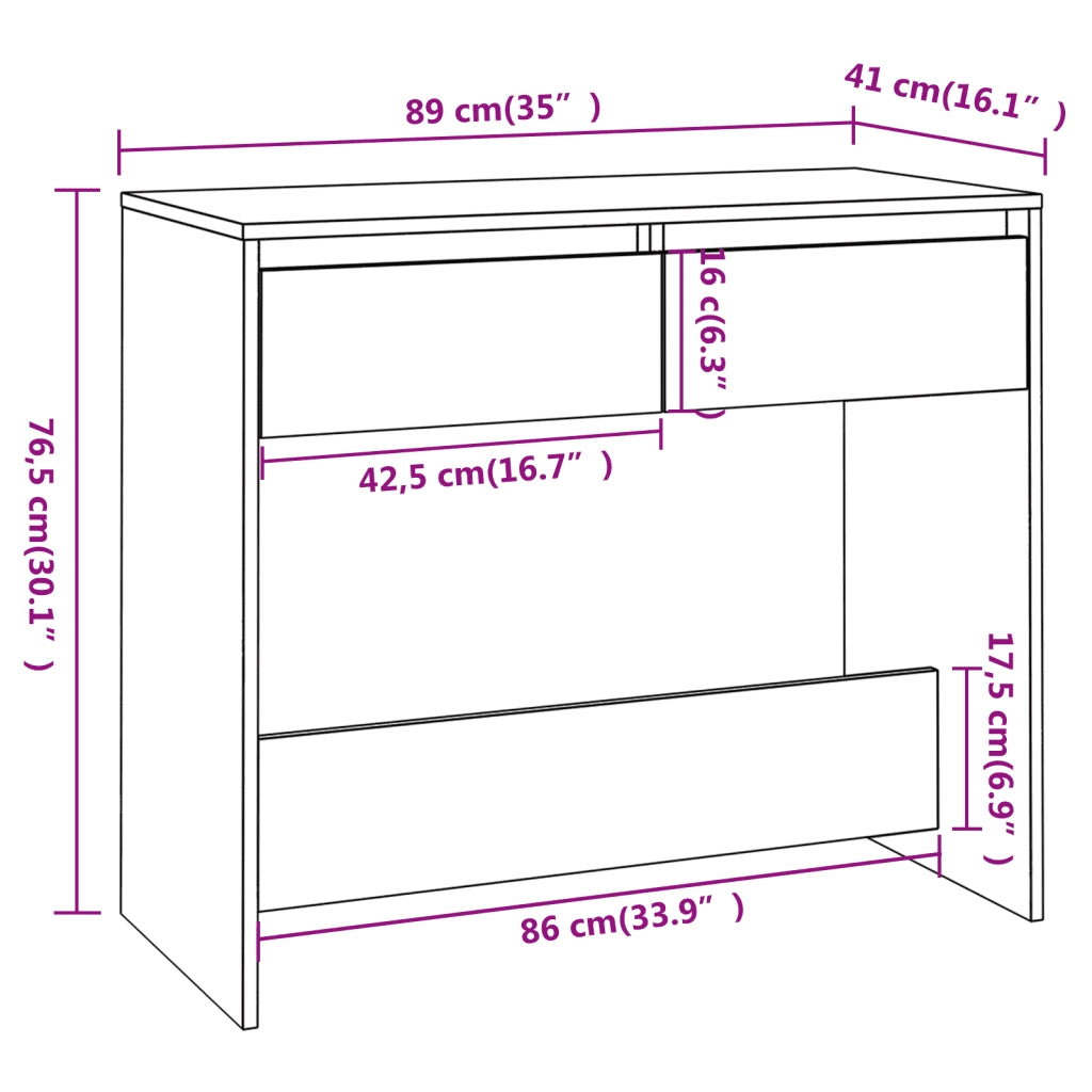 Tavolo Consolle Grigio Sonoma 89x41x76,5 cm in Acciaio cod mxl 17601