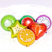 Ballooncini per frutta 6 pezzi - Sferette in plastica 45,7 cm - Accessori per feste tropicali - Riciclabili - Sostenibili - Chiusura automatica - Ballooncini per feste