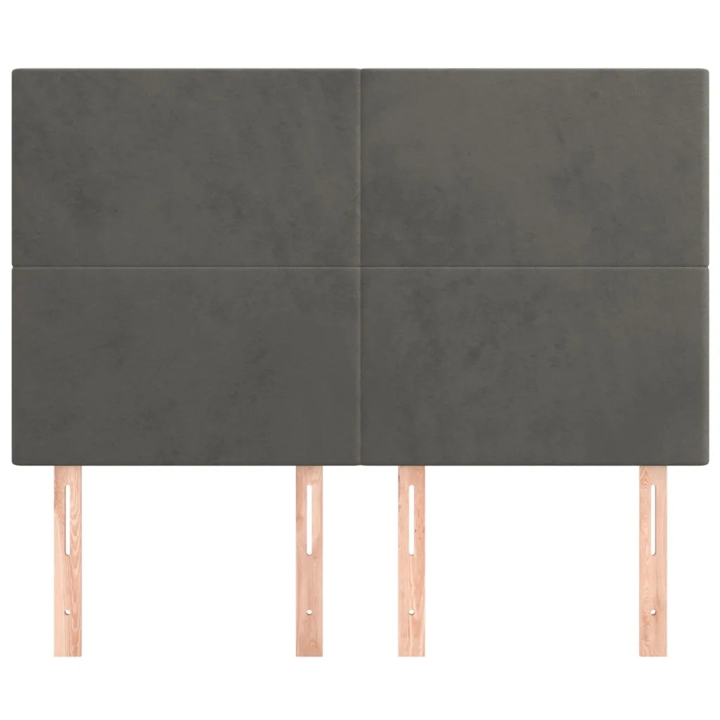 Testiera-Testata Decorativa Grigio Scuro 144x5x118/128 cm Velluto 360075