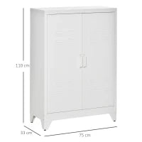 Armadio in Metallo con 2 Porte e 2 Ripiani Regolabili Mobile Multifunzione per Ufficio Salotto Camera da Letto 75x33x110cm Bianco