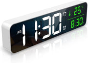 Wekker digitale con schermo LED da parete - 26,5 cm - con visualizzazione data e temperatura - con cavo USB da 1,2 m