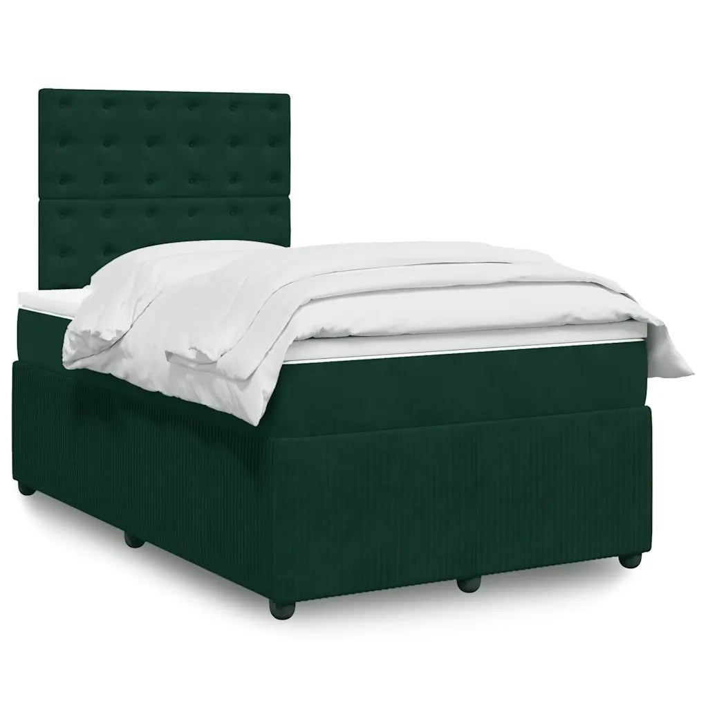 Giroletto a Molle con Materasso Verde Scuro 120x200 cm Velluto 3292325