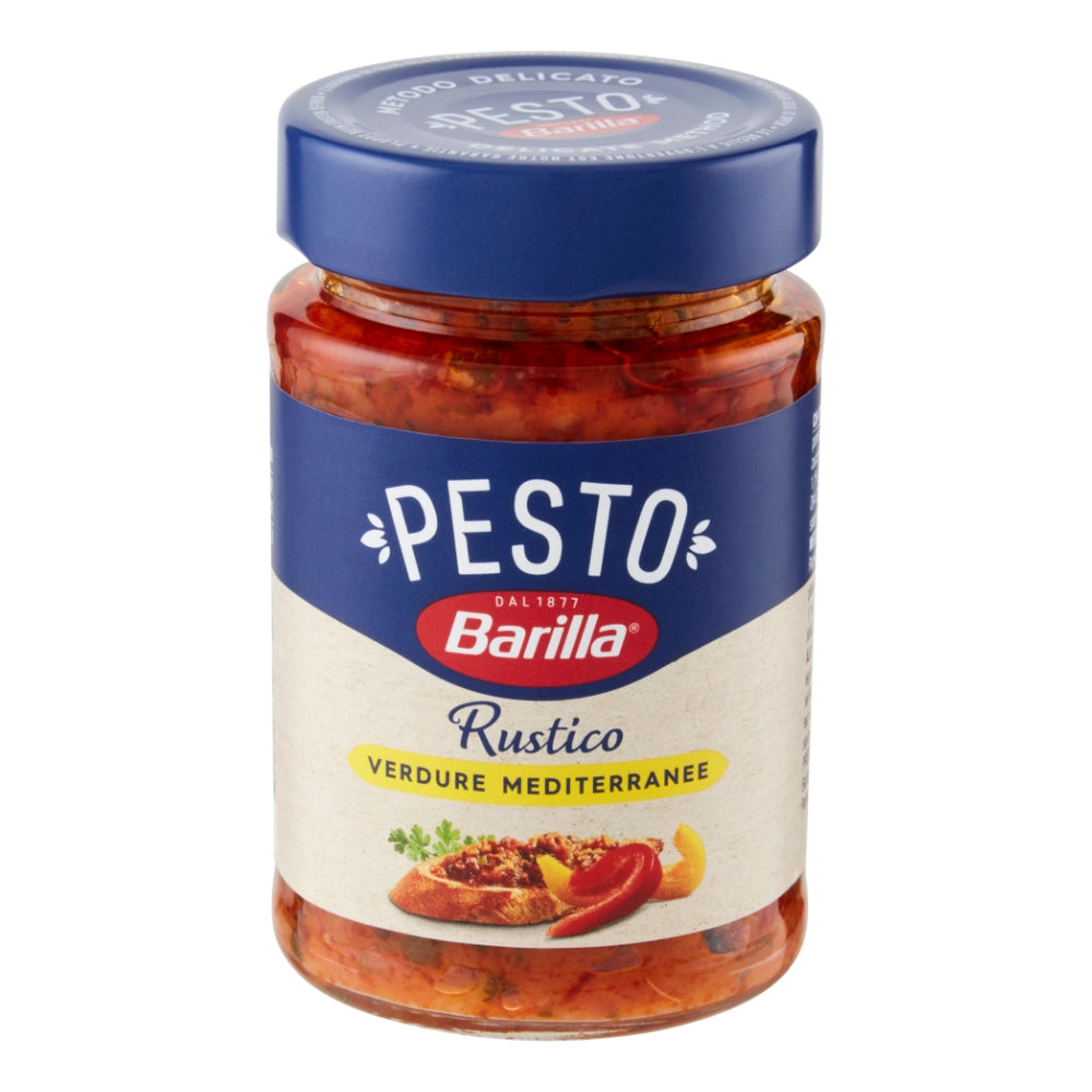 Barilla pesto rustico verdure mediterranee 3 vasetti di vetro da 200 grammi