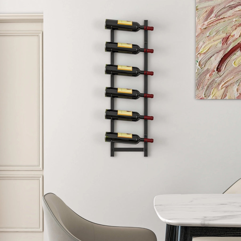 Portabottiglie vino da parete in metallo antiruggine-Cantinetta vino a muro per 6 bottiglie 22x13,5x73cm
