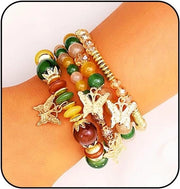 Set di bracciali boho gelaienti per donne - perle vintage, elastici - 4 pezzi