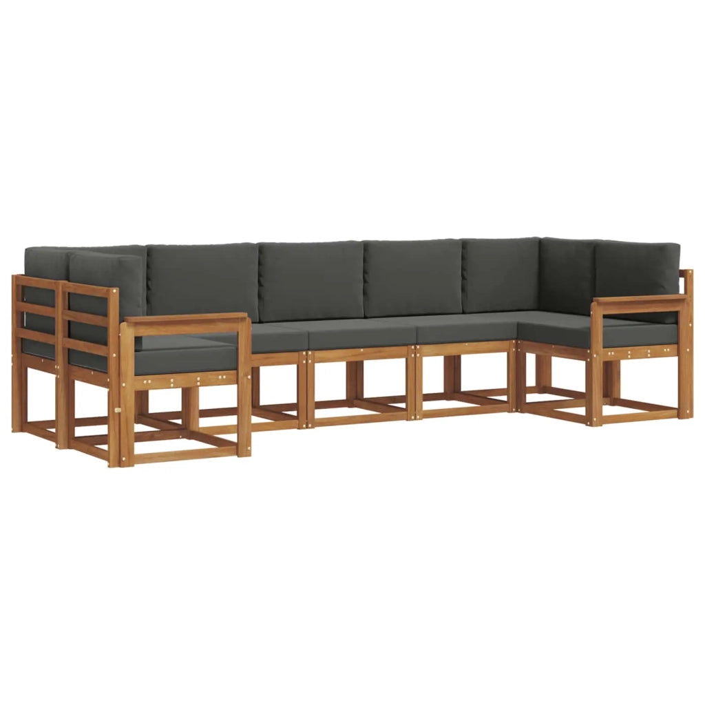 Set di divani da esterno con cuscino 7 pcs Naturale e Antracite