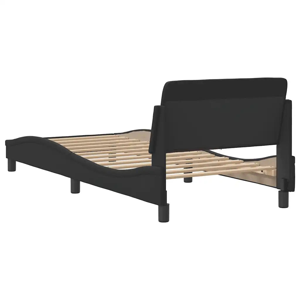 Giroletto-Struttura Letto Dover Nero 90x190 cm in Similpelle