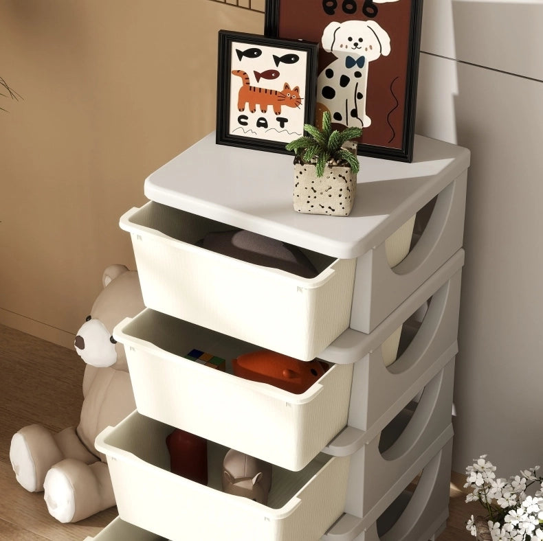 Cassettiera per bambini con 4 cassetti, plastica, 37×37×76 cm
