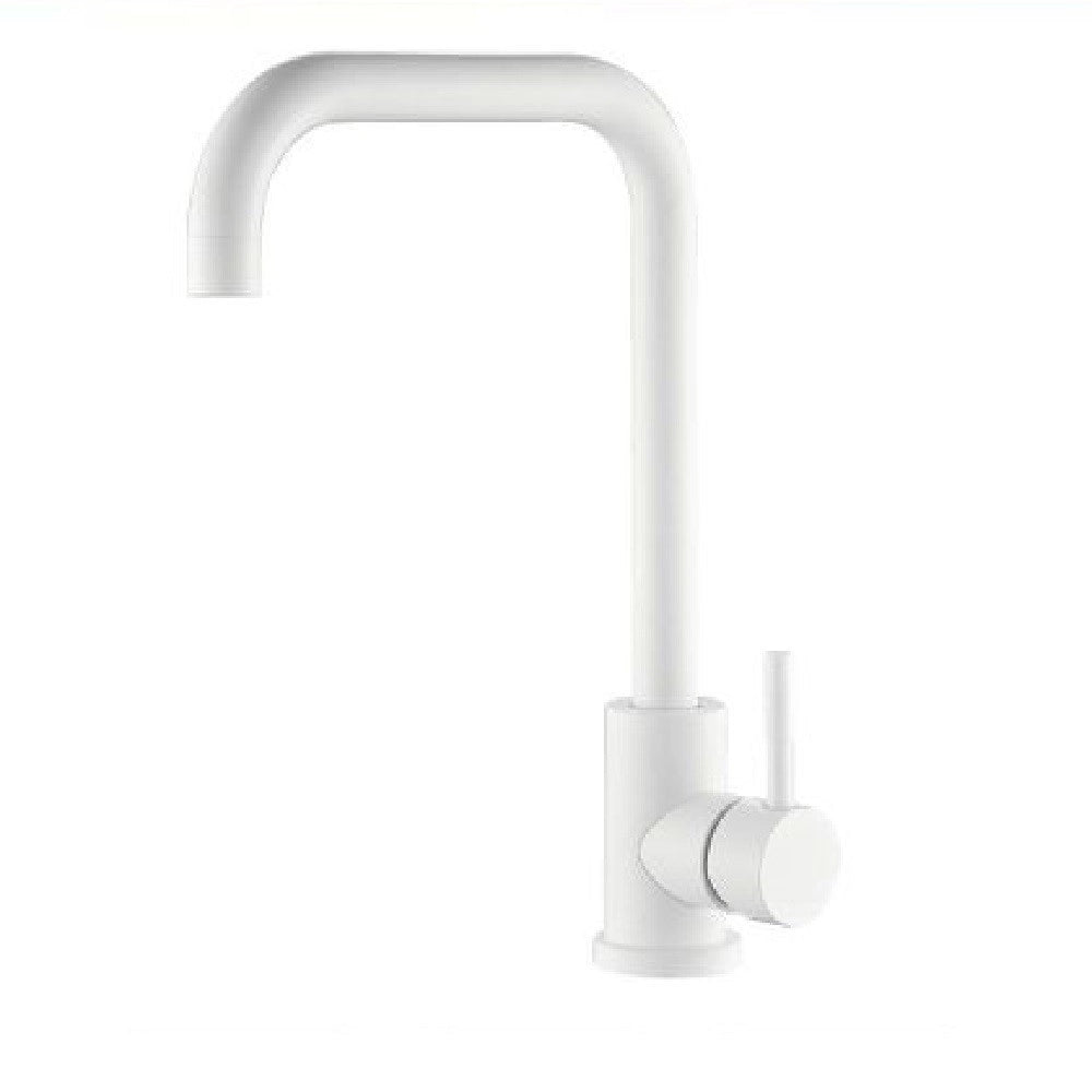 Trade Shop - Rubinetto Miscelatore Bianco Per Lavello Da Cucina Satinato A Foro Singolo 79829 -