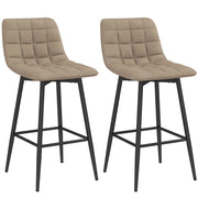 Set 2 Sgabelli da Cucina Stile Nordico in Tessuto Effetto Velluto e Metallo, 45x47x84 cm, Marrone