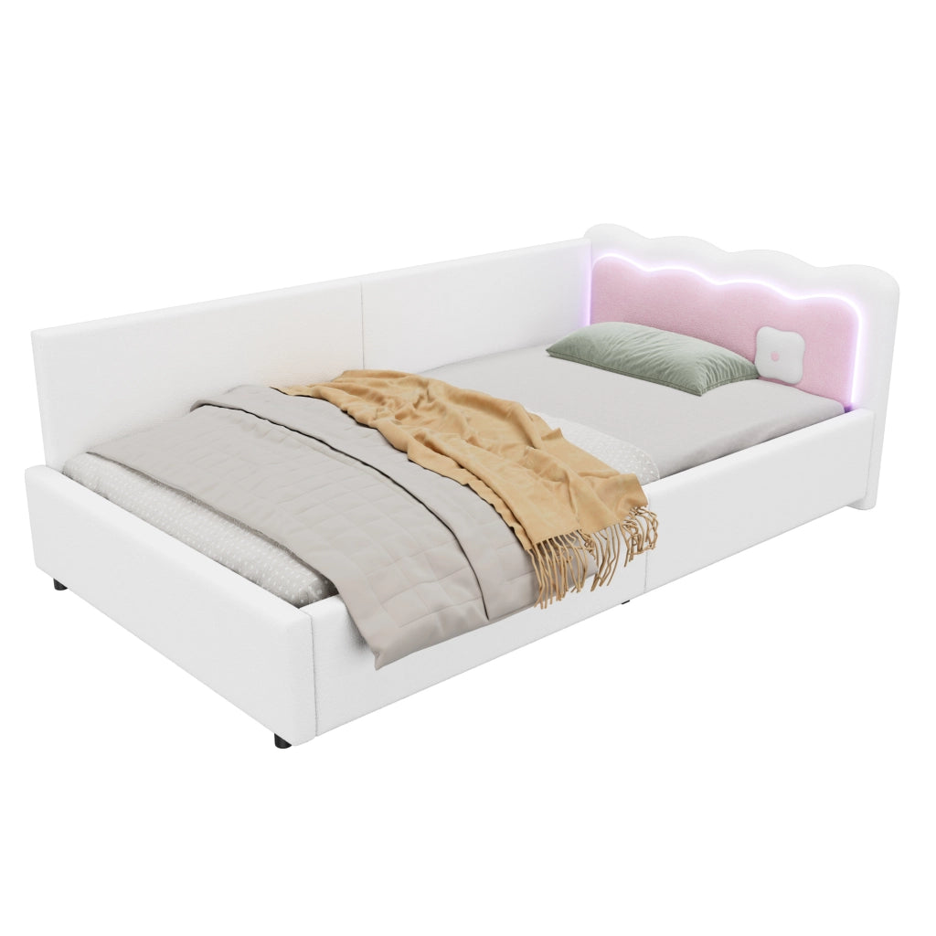 Letto da giorno con luce ambientale LED, 90 x 200 cm, bianco