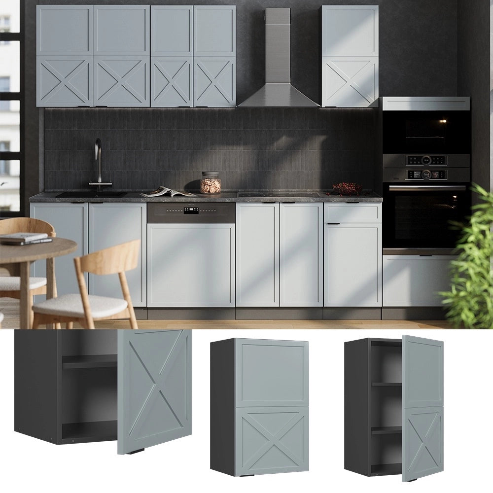 Pensile da cucina Fame-Line Blu-grigio chiaro/Antracite 45 cm Vicco