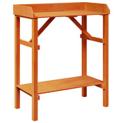 Tavolo da invasatura moderno rettangolare con ripiano 75 x 40 x 90 cm in legno massello di pino marrone 02_0056706