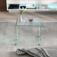 Tavolino in Vetro Temperato Moderno da Salotto con Design Monoblocco, 50x40x45 cm, Trasparente