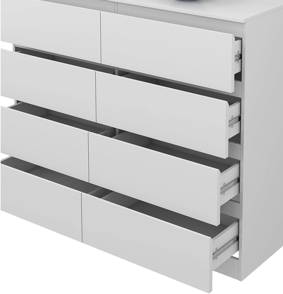 Cassettiera Calisto, Bianco, 39 x 101.5 cm, per riporre abiti e oggetti di uso quotidiano