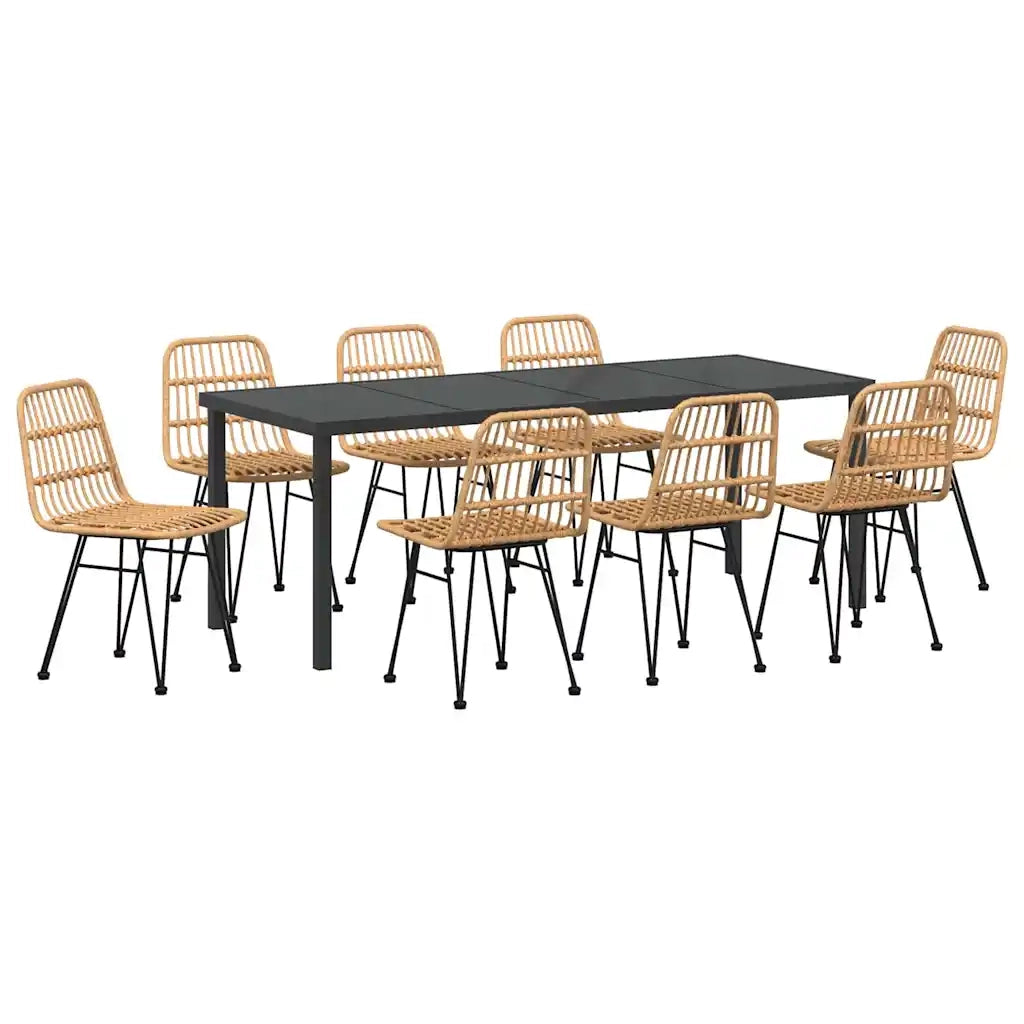 Set da Pranzo per Giardino 9 pcs Marrone 3379197