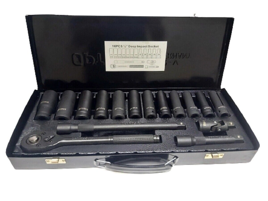 Valigia set chiavi a bussola 16 pezzi con prolunghe cricchetto reversibile 1/2"