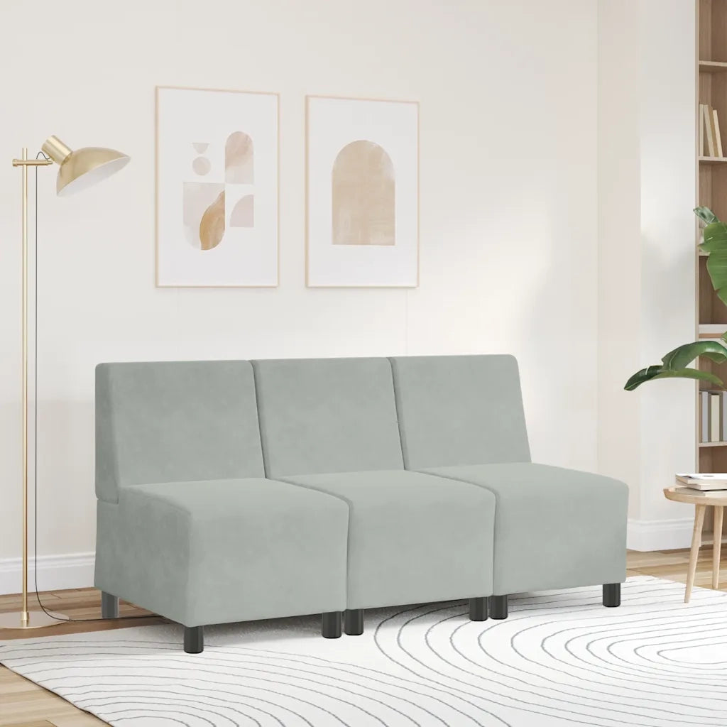 vidaXL Divano componibile senza braccioli grigio chiaro 55 cm in velluto