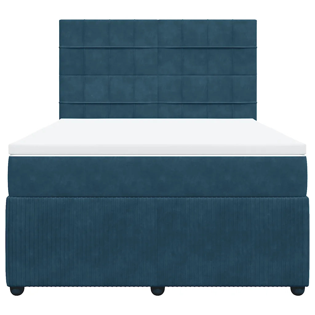 Giroletto a Molle con Materasso Blu Scuro 140x200 cm in Velluto 3292362