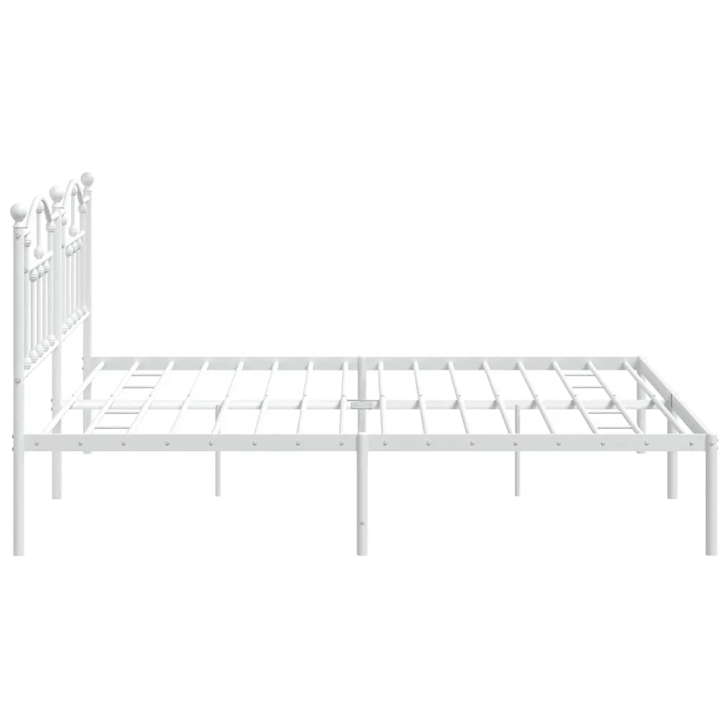 Giroletto con Testiera-Struttura Letto con testiera Metallo Bianco 200x200 cm 378909